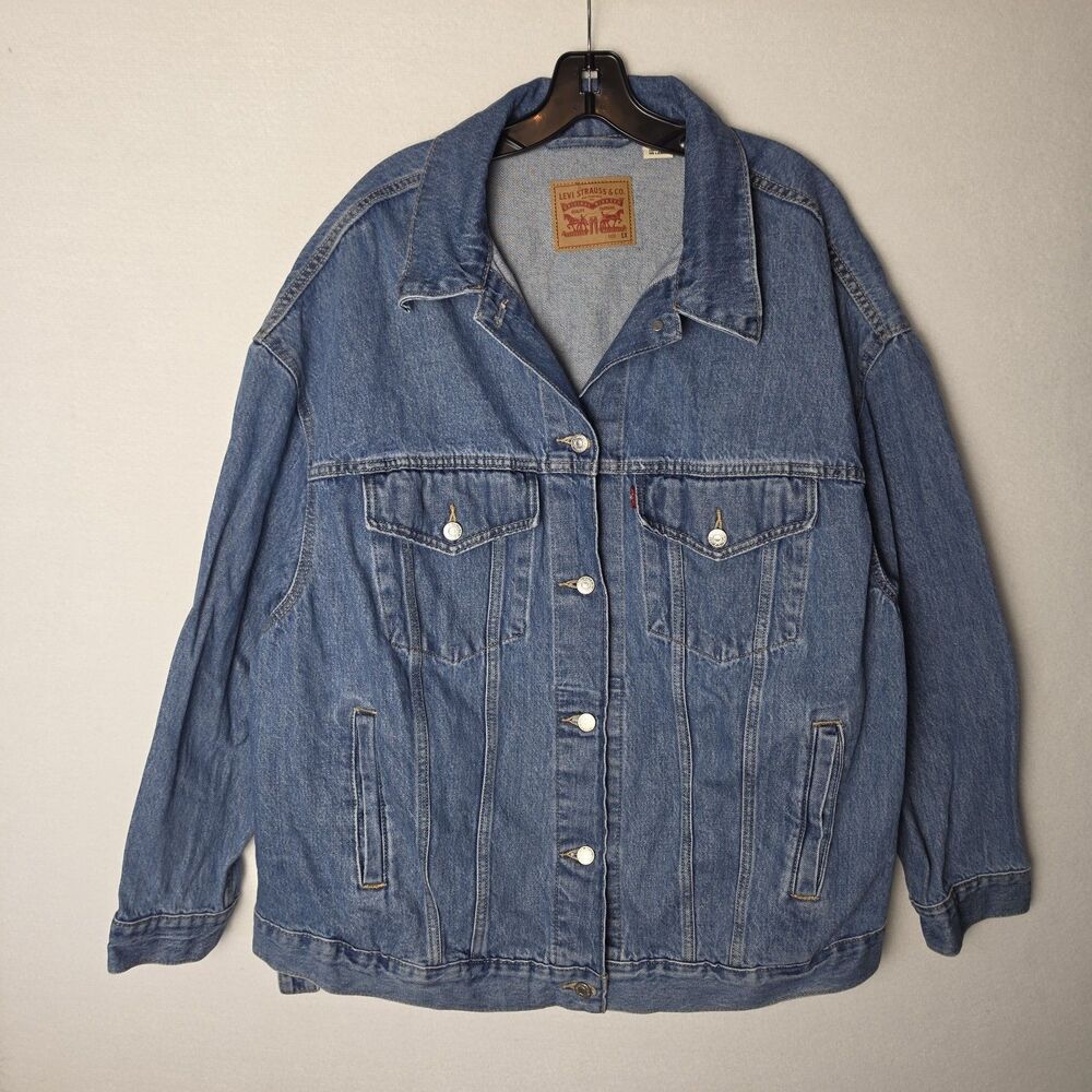 Levi's Trucker Denim Jacket Medium Blue Button Front Stretch Classic Womens 1X